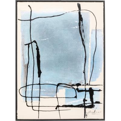 Bild mit Rahmen KARE DESIGN "Gerahmtes Bild Dust 55x75cm", blau (farbe bild(er): blau), B:57cm H:77cm T:5cm, Acrylfarbe, Baumwolle, Massivholz, Bilder