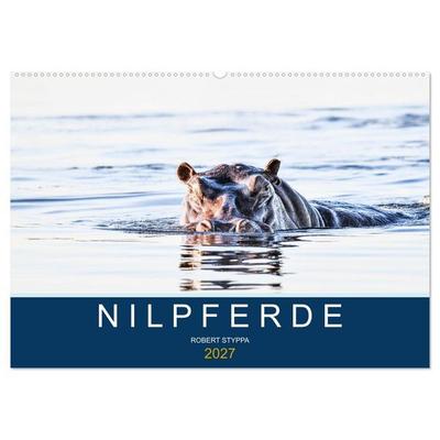 Nilpferde, Kolosse in Afrika (Wandkalender 2027 DIN A2 quer), CALVENDO Monatskalender