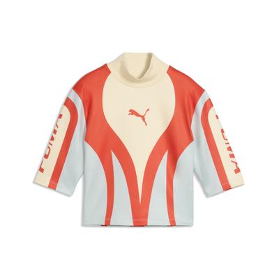 Crop-Top PUMA "FUTURE.PUMA.ARCHIVE Moto Tight Top Damen", Damen, Gr. M, bunt (buttercream gelb), Obermaterial: 11% Elasthan, 89% Polyester, Tops