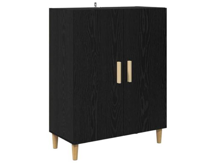 Fisinber Sideboard Schwarz Eichen-Optik 70x34x90 cm Holzwerkstoff Vielseitiger Kommodenschrank für Wohnzimmer und Flur mit zwei Türen, stabiler Konstruktion und schlanken Beinen.
