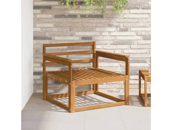 Xolmizyn Mittelsofa, Akazienholz Loungesessel, Balkon Möbel, Braun Massives Akazienholz, Wetterfestes Design, Latten-Rücken Struktur, Für Terrasse