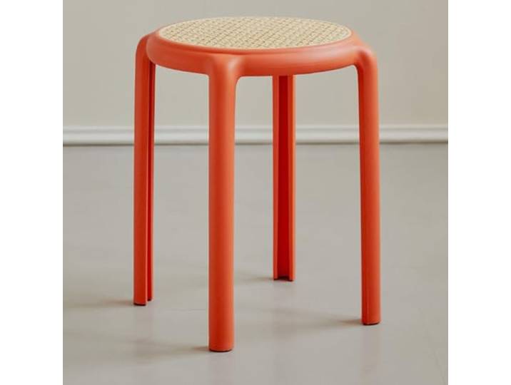 ILOOXI Rund Esszimmerhocker, Stapelhocker Hocker Stapelbar Küchenhocker, Rattan Barhocker Bunte Stapeltisch Für Klassenzimmer, Wohnzimmer, Esszimmer(Orange)