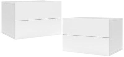 Costway 2 Storage Drawers Wall Mounted Floating Nightstand for Bedroom-White