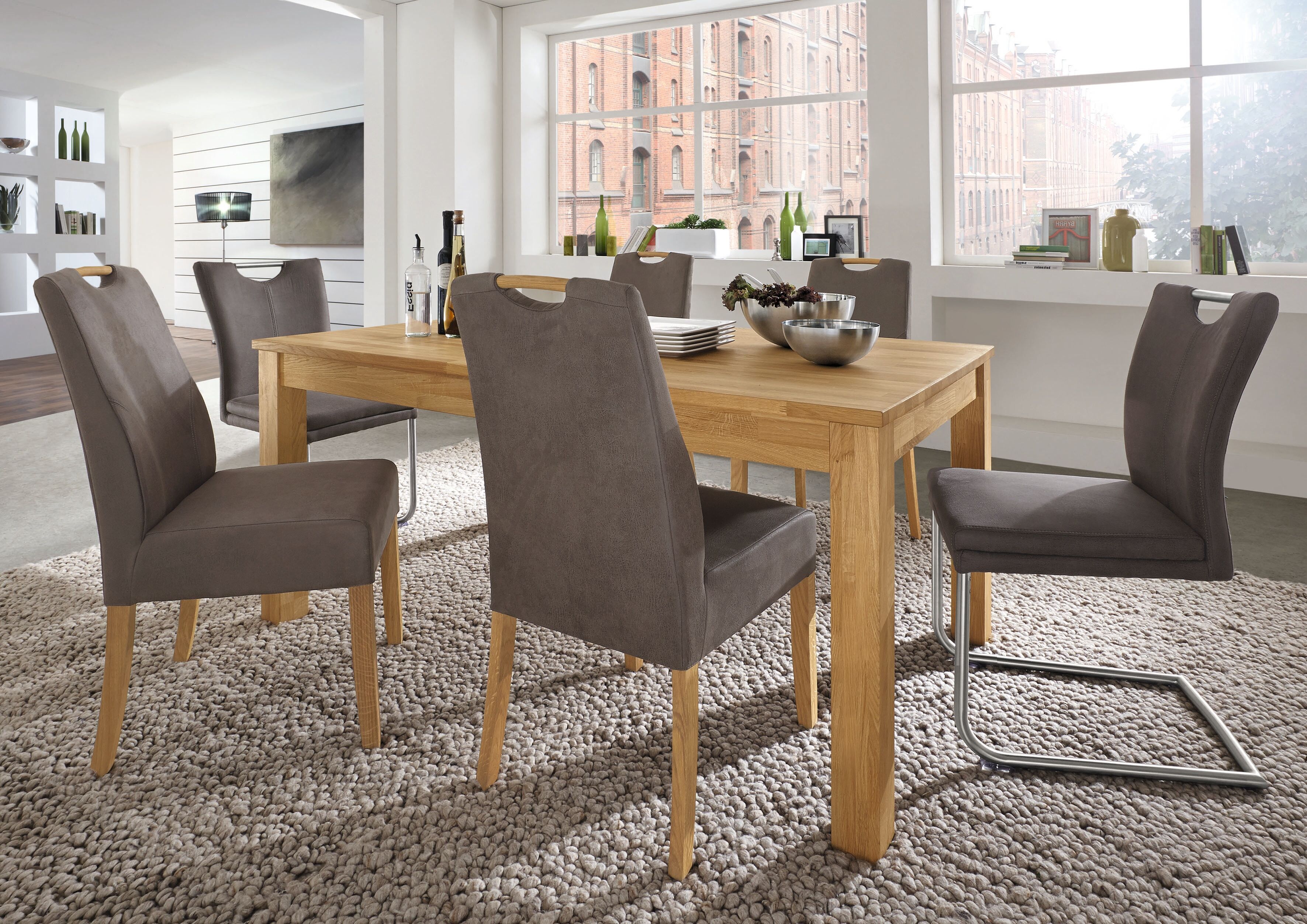 Esszimmerstuhl NIEHOFF SITZMÖBEL "Top Chairs", grau (graphit), Microfaser, Campo graphit, Stühle, Esszimmerstuhl, Griff im Rücken, 2er-Set, in 6 Farben