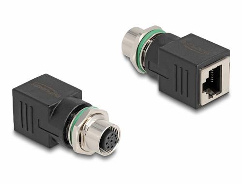 Delock M12 / RJ45 Netzwerk Adapter [1x M12-Buchse - 1x RJ45-Buchse] Schwarz