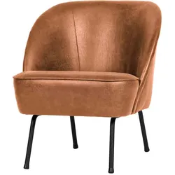 Sessel Vogue Kunstleder, modern und gepolstert, cognacbraun, Metallgestell schwarz