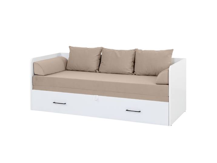 Bettsofa - Samt 150 x 200cm Samt Weiß/Hochglanz Weiß