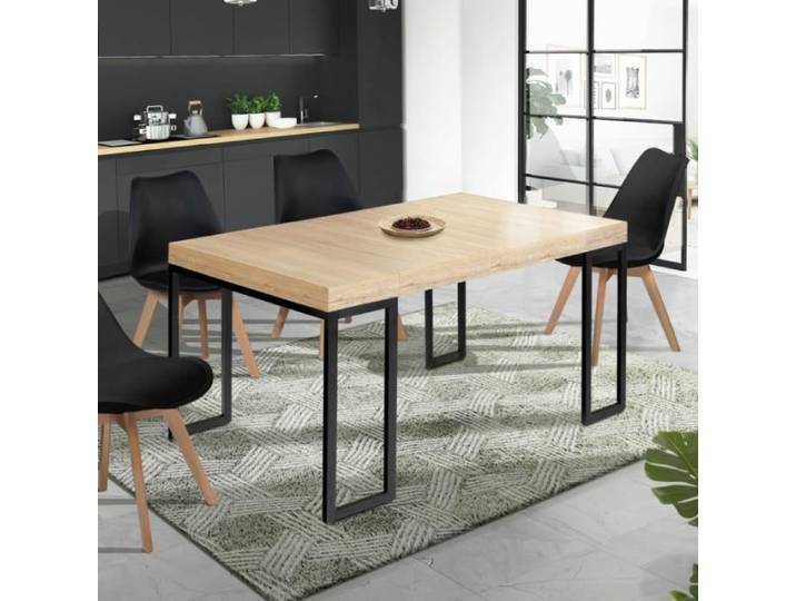IDMARKET Table console extensible TORONTO 6 personnes 140 cm design industriel