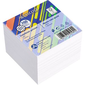 Westcott Zettelklotz E-733182 00, geleimt, 700 Blatt, weiß, 9 x 9 cm