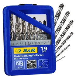 S&R Metallbohrer-Set HSS-GM-Serie 19-teilig