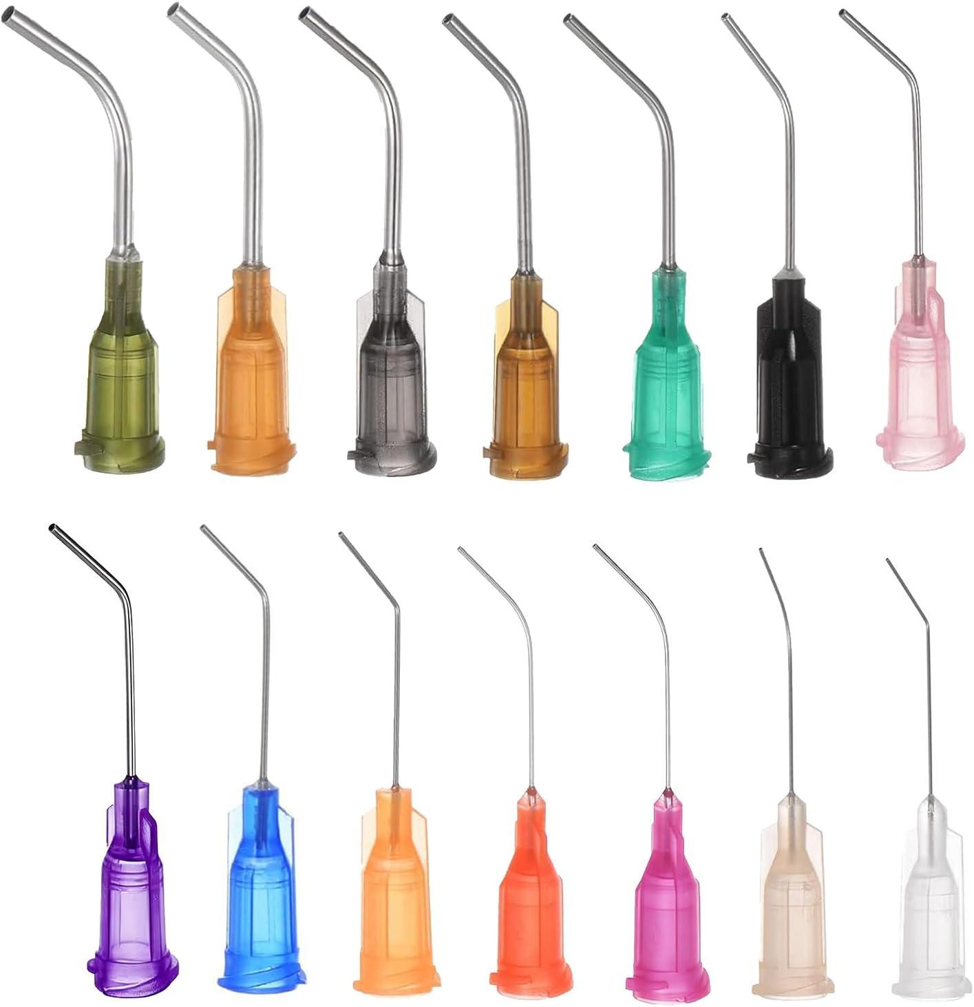 Merkloze Blunt doseernaalden, 28 stuks, 14 maten, 45 graden gebogen, 2.5 cm, voor lijm