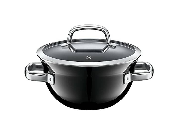 WMF Fusiontec Mineral Kochschüssel mit Glasdeckel 20 cm, kleiner Topf Induktion 2,3l, High-Tech Keramik, kratzfest, schwarz