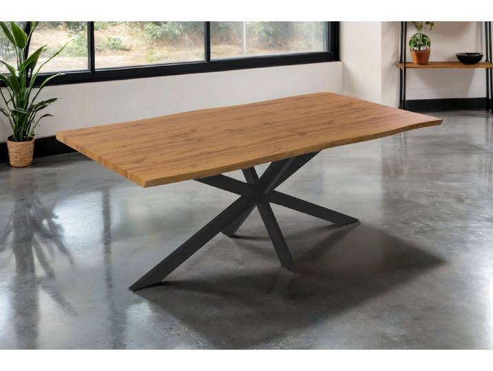 SAM® Esstisch TorbenS, verschiedene Holz-Optiken, Spider-Metallgestell, Baumkante