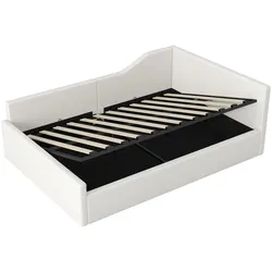MODFU Tagesbett gepolstert Leinen-Beige 210,5x148,5x77 cm mit Stauraum, Liegefläche 140x200 cm