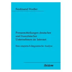 Pressemitteilungen deutscher und französischer Unternehmen im Internet, Fachbücher von Ferdinand Wedler