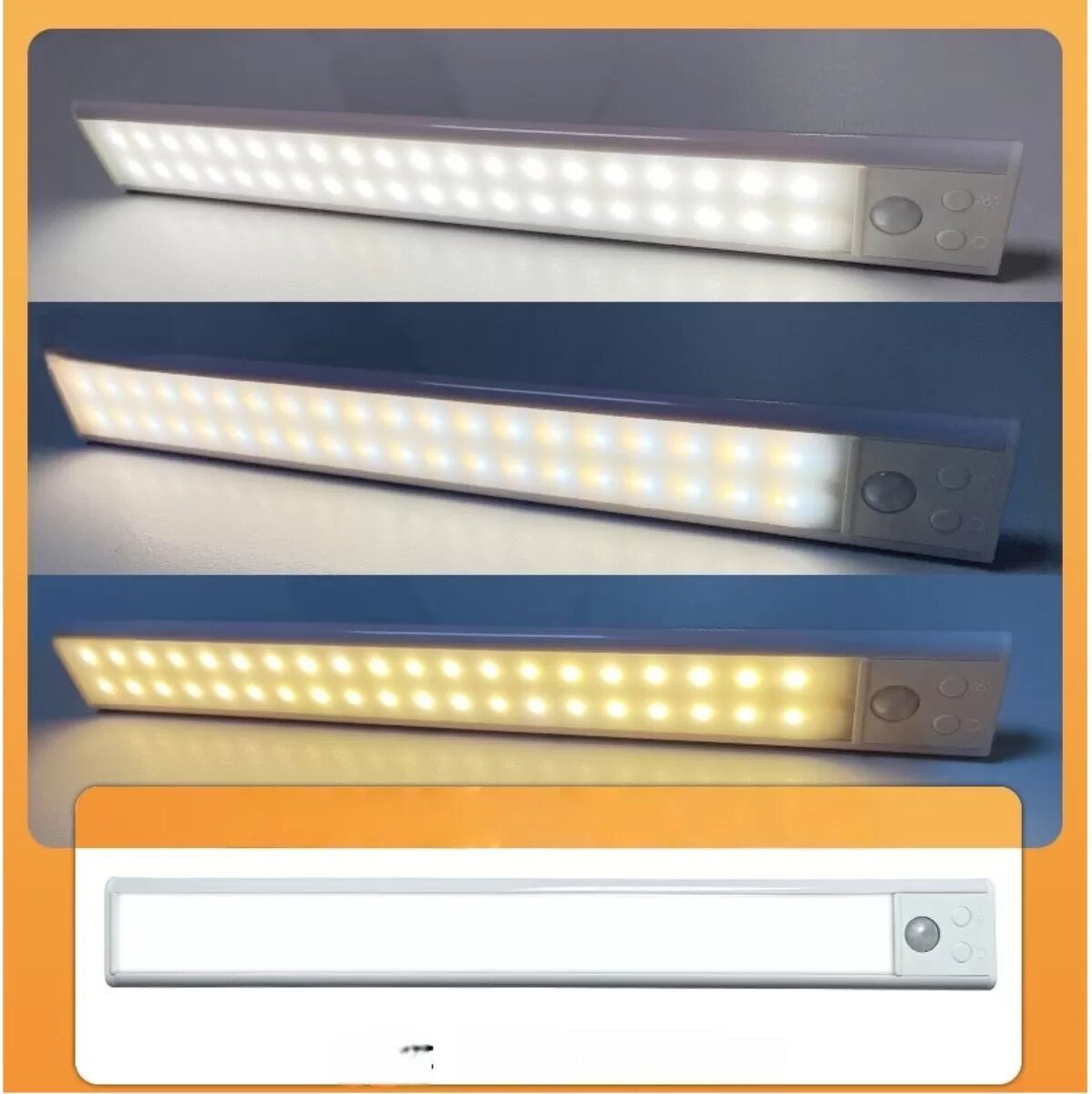 INF Bande LED Rechargeable Détecteur de Mouvement - 3 Couleurs Dimmable, Magnétique Sans Perçage Blanc 40 cm