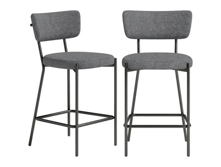 Homcom Barhocker SET 2 Tlg. aus Polyester Metall Grau, Füllung: Schaumstoff, 49x93x53 cm, Esszimmer, Barmöbel, Barhocker