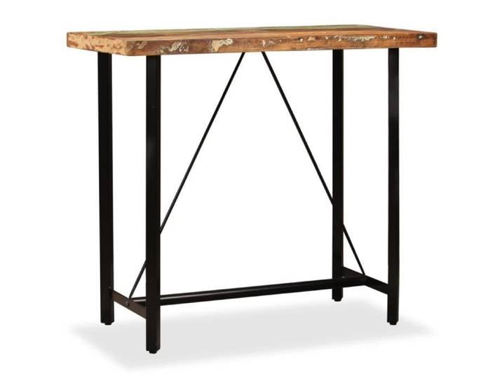 Table de bar - VIDAXL - Bois massif de récupération - Laqué - Noir - Rectangulaire
