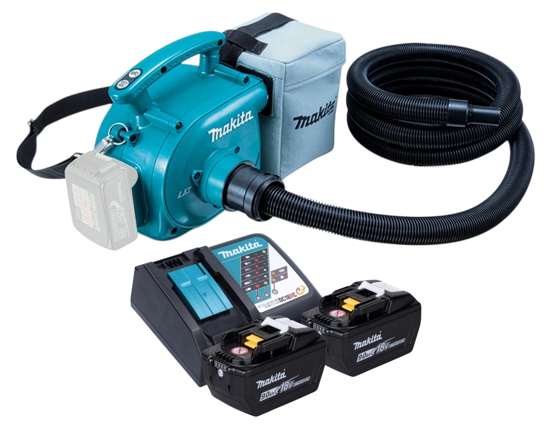 Makita DVC 350 Z Akku Staubsauger 18 V + 2x Akku 9,0 Ah + Ladegerät