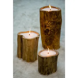 die Faktorei »Baum-Kerzen« 3er-Set Recycling-Holz
