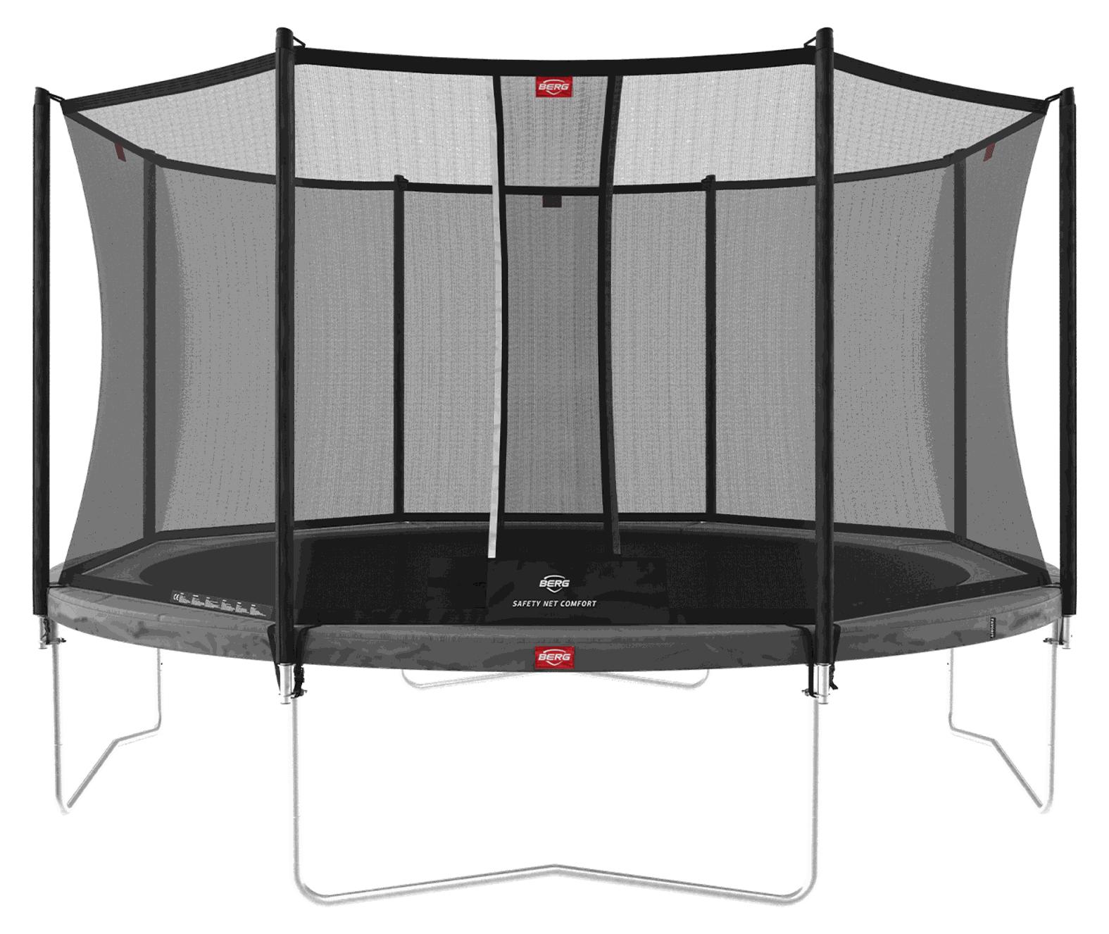 BERG Trampolin Favorit Regular 430 + Sicherheitsnetz Comfort Stahlrahmen Grau