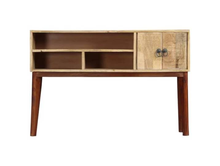 Konsolentisch 115x30x76cm aus Massivholz Rohholz Mango 2 Türen, 3 Einlegeböden, Gläser, stabile Beine, Unikat
