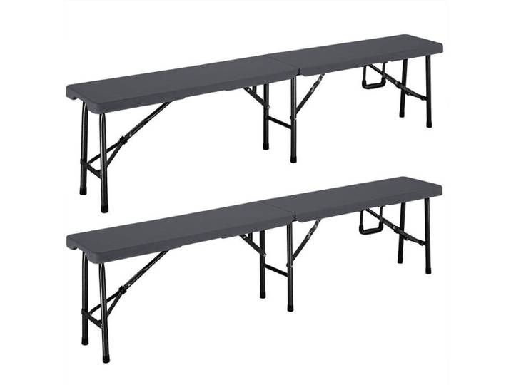 CASARIA® 2x Banc pliable en plastique 180x25x43cm anthracite Banc exterieur jardin Banc pliant camping pique-nique fête