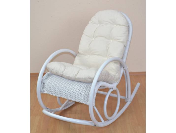 Schaukelstuhl HOME AFFAIRE, weiß, B:60cm H:100cm T:116cm, Rattan, Stühle, Schaukelstuhl