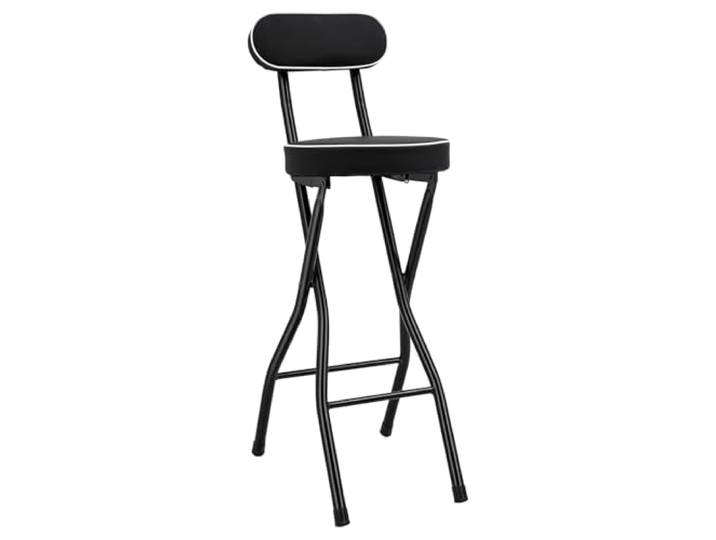 Barhocker, klappbar, 2 Stück, Hochstuhl mit Rückenlehne und Kissen aus Epa Faltbarer Sitz, verstärkt, aus Stahl, für Küche, Camping und Garten, Kapazität 125 kg, platzsparend