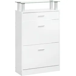 Helloshop26 - Schuhschrank Schuhaufbewahrung Möbel für Eingangsbereich/Flur/Wohnzimmer Hochglanzlackierung 63 x 24 x 104 cm weißes 02_0021311