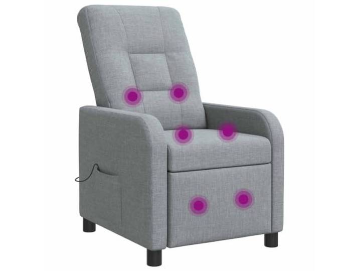 NLQMSU Massagesessel, neigbar, hellgrau, Stoff 6-Punkt-Massagefunktion, Fernbedienung, Rückenlehne 115°-160°, Fußstütze, Metall- und Holzrahmen, 100% Polyester