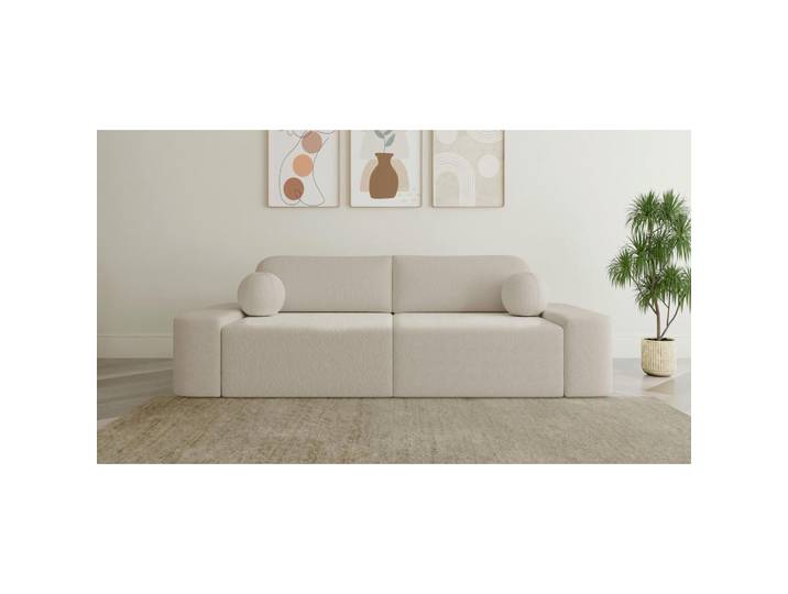 Mid.you Schlafsofa Oval, Creme, Kunststoff, 3-Sitzer, Füllung: Viskoelastischer Kern, 268x85x110 cm, Stoffauswahl, Kinderzimmer & Jugendzimmer, Jugendmöbel, Jugendsofas