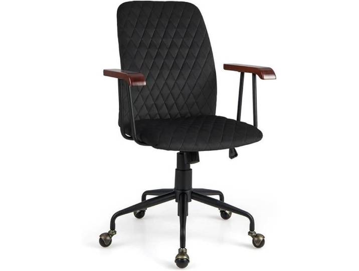 GOPLUS Chaise de Bureau Rotative à 360° Rétro avec Accoudoirs Fauteuil Vintage Réglable en Hauteur Contrôleur de Tension Noir