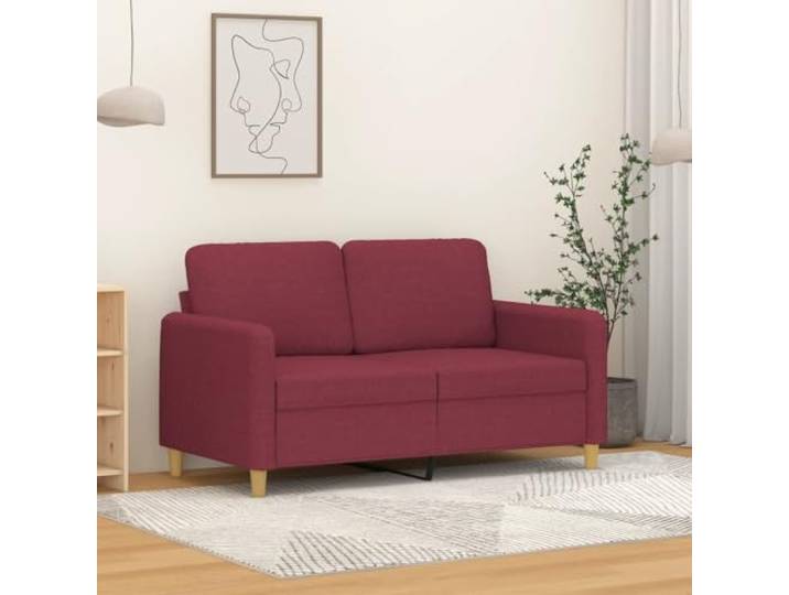 pokgdf 2-Sitzer-Sofa Weinrot 120 cm Stoff Metallgestell, Dick Polsterung, Belastbar Bis 110 Kg, Modernes Design
