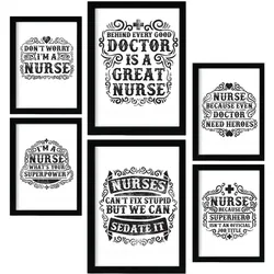 POSTER Set Mit 6 Krankenschwester In Rustikale Zitate A3 & A4 Rahmenlos