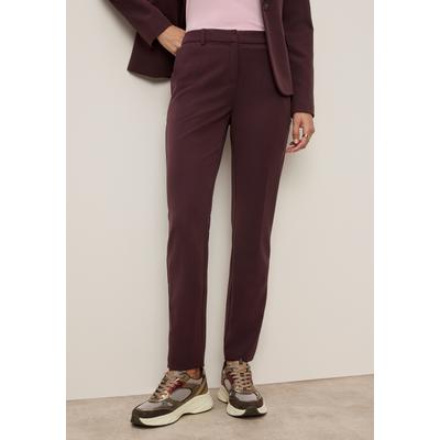 Anzughose TAMARIS "mit schlanker Passform mit elastischem Bund", Damen, Gr. 40, N-Gr, bordeaux, Web, Obermaterial: 93% Polyester, 7% Elasthan, unifarben, Basic schmal knöchellang, Hosen Anzughose, in Trendfarben - mit passendem Blazer