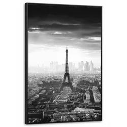 LEINWAND Bilder mit Rahmen - Paris - Skyline - Eiffelturm - Stadt - Wolken - 100x150