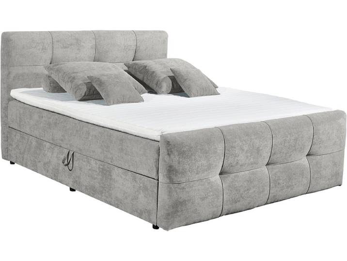 Boxspringbett OTTAWA hellgrau 160x200cm halbfest