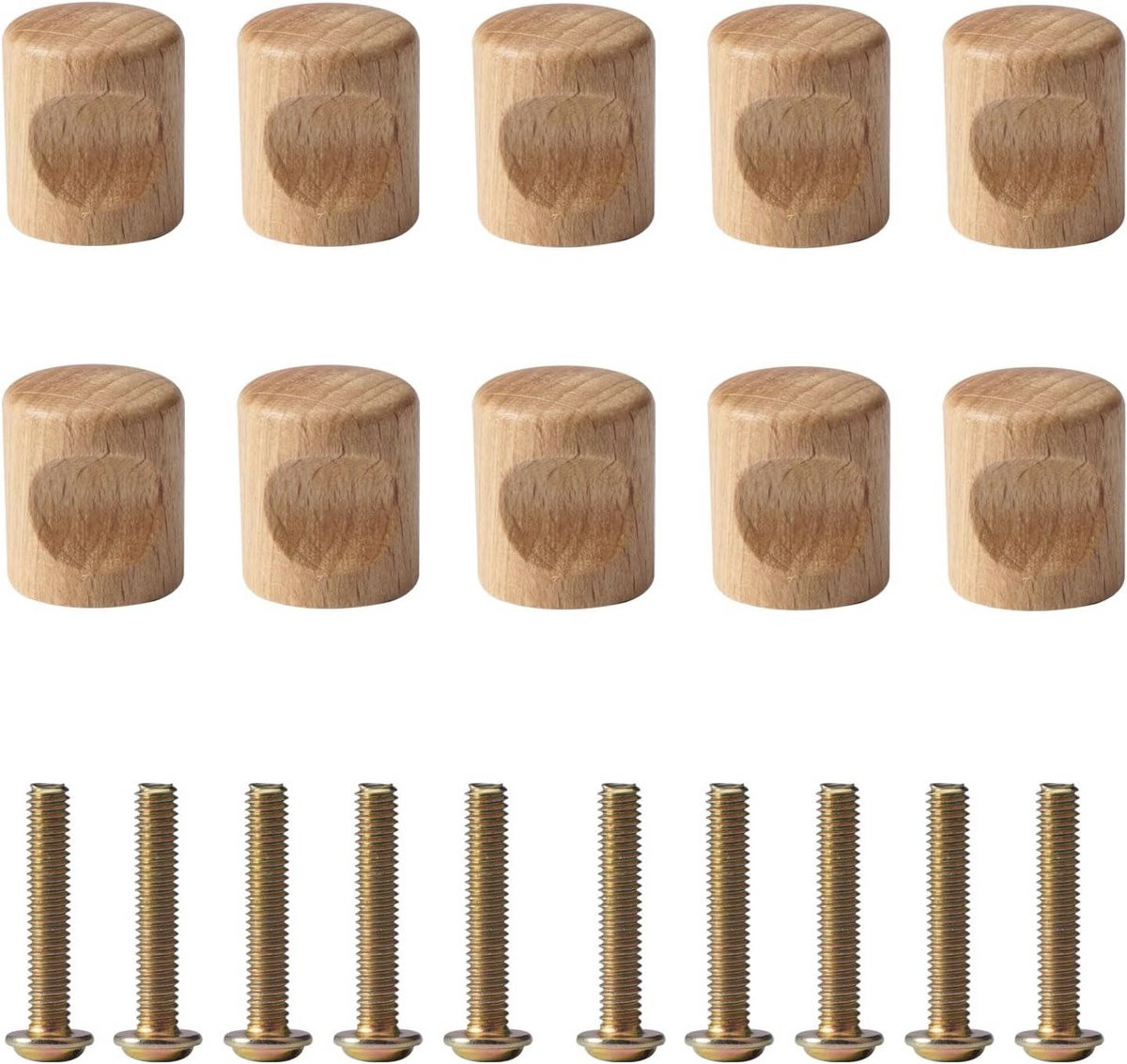 Houten Meubelknoppen - 10 Stuks Ronde Trekkers voor Kasten en Laden