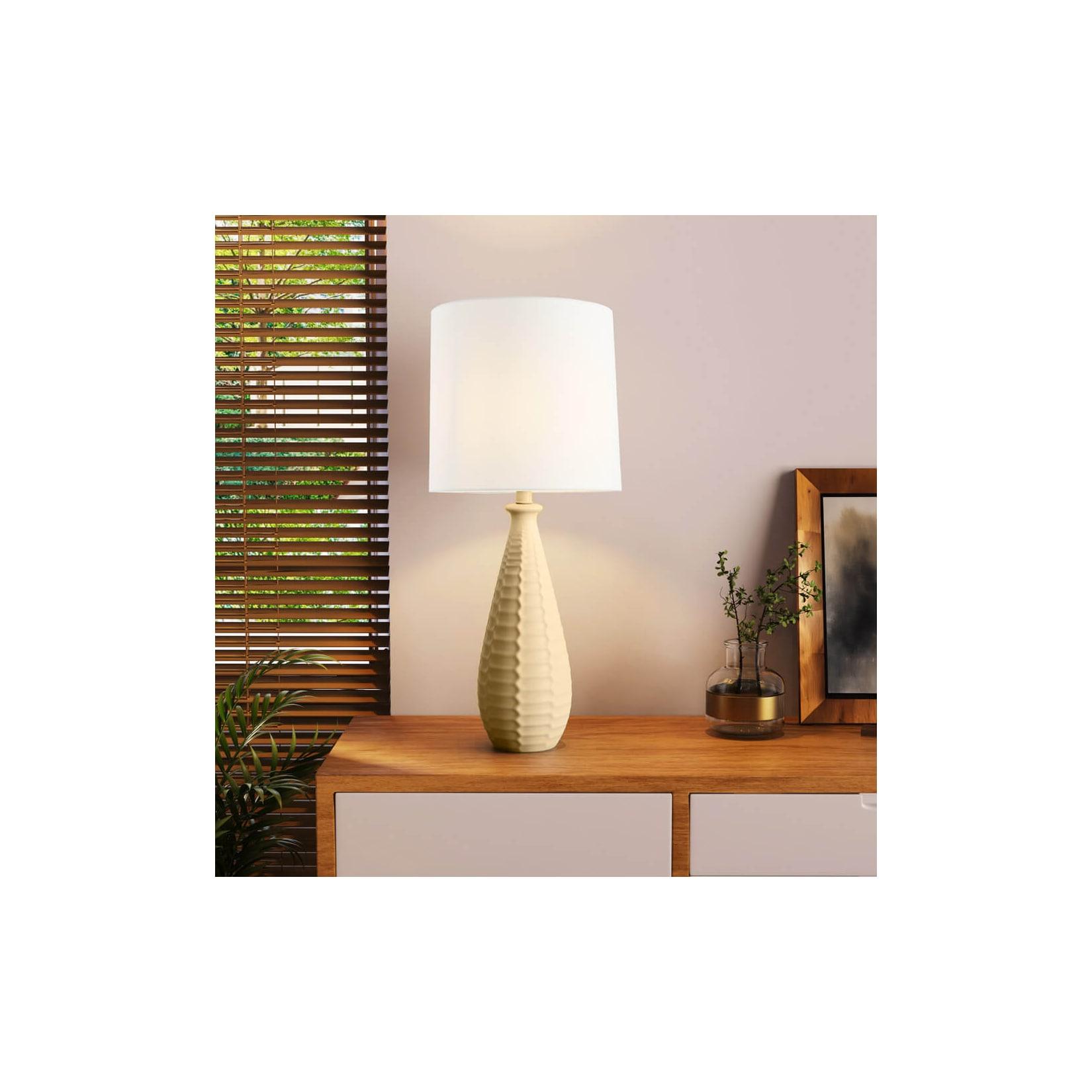HOME DELUXE Große Tischlampe mit Stoffschirm MELVA - Schwarz
