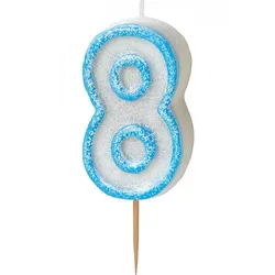 Kerze Zahl 8 blau