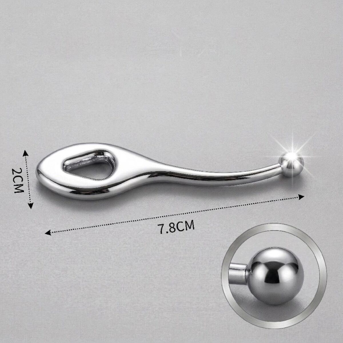 INF Zinklegierung Augen-Akupressur-Massagestab – Kühlender Ballkopf für Augenserum- und Augencreme-Applikation, 7.8cm Silber