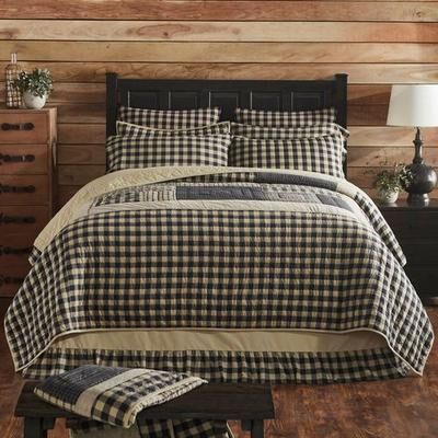 Vhc Brands My Country Patchwork Quilt Midnight Blue, California King, Midnight Blue