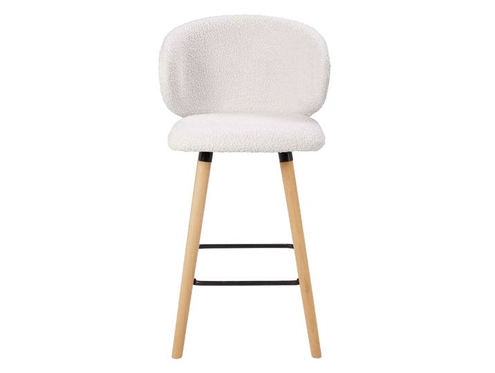 Chaise snack tissu effet laine bouclette blanche