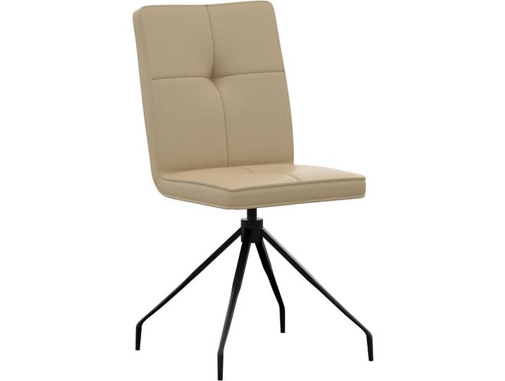 Moderano Stuhl, Beige, Metall, Echtleder, Semi-Anilinleder, Rundrohr, 45x96x58 cm, Lederauswahl, Esszimmer, Stühle, Esszimmerstühle, Lederstühle