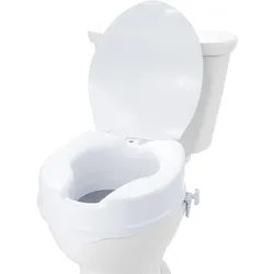 VEVOR Toilettensitzerhöhung Erhöhter Toilettensitz, 10 cm, 136 kg Tragkraft, Universelle Toilettensitzerhöhung, Schraubstangenverriegelung, mit Toilettensitz, für Behinderte, Patienten, Schwangere