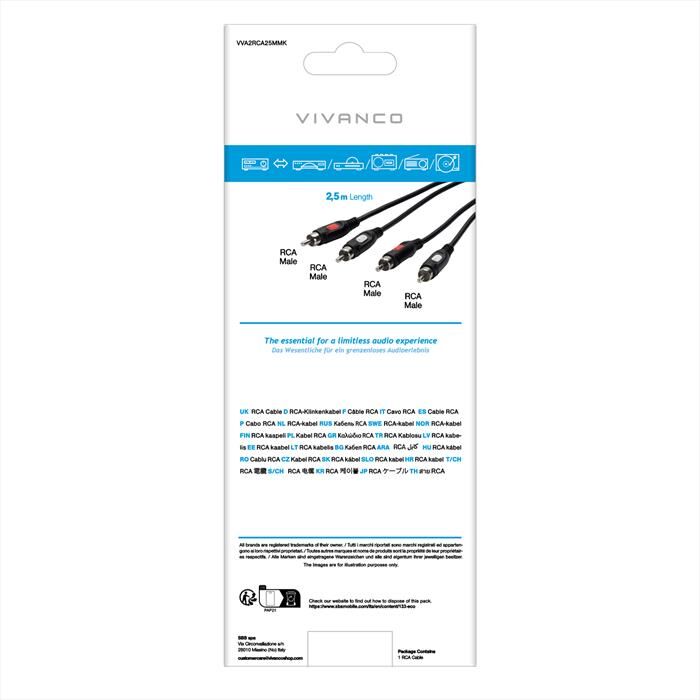 SBS Rca Connection 2,5m-nero