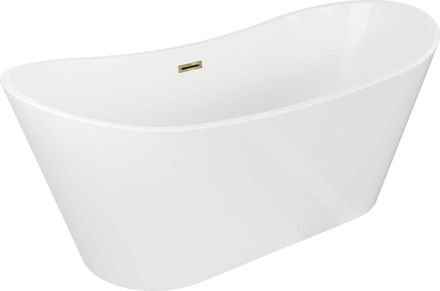 Mexen Montana freistehende Badewanne 170 x 80 cm, weiß, Überlauf gold - 52011708000-50