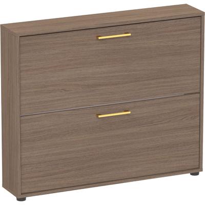 Schuhkipper SCHILDMEYER "Glenn, Nussbaum Dekor mit fühlbarer Holzstruktur, Made in Germany", braun (nussbaum matt), B:99,5cm H:83,2cm T:19,55cm, Holzwerkstoff, Sideboards, Modernes Nussbaum mit goldfarbenen Details, Made in Germany