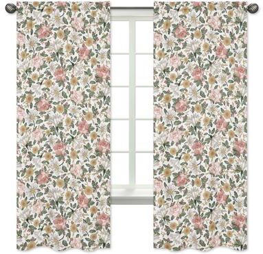 Sweet Jojo Designs Vintage Floral Boho 84-inch Window Treatment Curtain Panel Pair